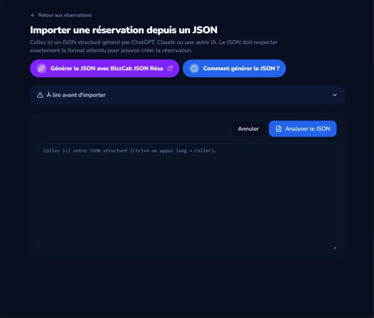 Import d'une réservation depuis une discussion WhatsApp